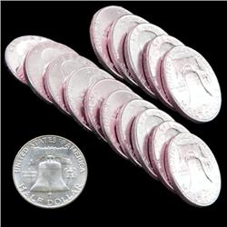 1959D FBL Franklin 50c Silver MS64 15pc Roll (COI-7678)