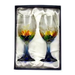 Ornate Overlaid Wine Glass Pair (CLB-639)