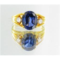 18ctw Lab Dia/Sapphire 22k Gold Vermeil Ring (JEW-2355)