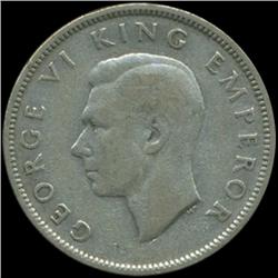 1942 New Zealand Florin George VI Hi Grade RARE (COI-6989)