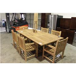 Large Teak Patio Table With 6 Teak Chairs