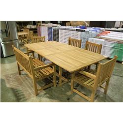Large Expandable Teak Patio Table With 6 Teak