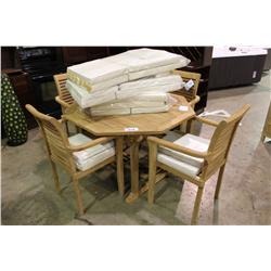 Octagonal Teak Patio Table With 4 Chairs