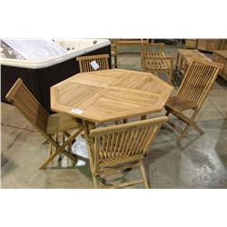 Teak Octagonal  Patio Table & 4 Teak Chairs