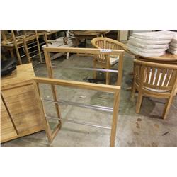 Teak & Stainess Steel Free Standing Towel Rack