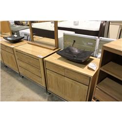 Teak 5 Piece Vanity Set With Dresser, Vanity,