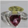 Image 1 : Genuine  3.26 ctw  Pink RoseTourmaline Ring  14KT White Gold  Ring Size  7.5
