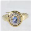 Image 1 : Genuine  0.49 ctw Tanzanite & Diamond Ring 14KT Yellow Gold Ring Size 7