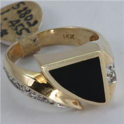 Genuine 0.30 ctw Diamond & Black Enamel Ring 14KT Gold-Yellow 