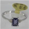 Image 1 : Genuine  0.81 ctw  Iolite Ring  14KT White Gold  Ring Size  7
