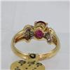 Image 3 : Genuine  0.99 ctw Ruby & Diamond Ring 14KT Yellow Gold Ring Size 6.5
