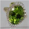 Image 1 : Genuine  10.64 ctw  Peridot Ring  14KT Yellow Gold  Ring Size  6.5
