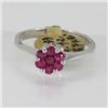 Image 1 : Genuine  0.70 ctw Ruby & Diamond Ring 14KT White Gold Ring Size 6.5