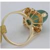 Image 2 : Genuine 16X8MM Green Jade Ring 14KT Gold-Yellow 