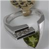 Image 2 : Genuine 1.95 ctw Peridot & Diamond Ring 14KT White Gold 