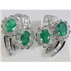 Genuine 3.22 ctw Emerald & Diamond Baguette Earring 14kt Gold-White 