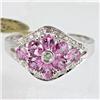 Image 1 : Genuine  1.75 ctw Pink Sapphire & Diamond Ring 14KT White Gold Ring Size 7