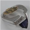 Image 2 : Genuine 1.40 ctw Iolite  & Diamond Ring 14KT White Gold 