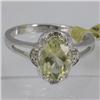 Genuine  1.75 ctw  Lemon Quartz Ring  14KT White Gold  Ring Size  6.75