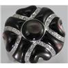 Image 1 : Genuine 0.23 ctw Diamond & Black Enamel Cross Inspired Design Ring 14KT Gold-White 