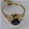 Image 2 : Genuine 1.02 ctw  Iolite & Diamond Ring 14KT Yellow Gold 