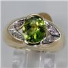 Image 2 : Genuine 2.76 ctw Peridot & Diamond Ring 14KT Yellow Gold 