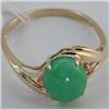 Image 2 : Genuine 0.01 ctw Diamond of Green Jade 10X8MM Ring 14KT Gold-Yellow 