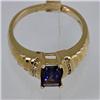 Image 1 : Genuine 0.96 ctw Iolite & Diamond Ring 14KT Yellow Gold 