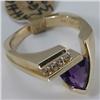 Image 2 : Genuine 1.69 ctw Amethyst & Diamond Ring 14KT Yellow Gold 