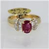 Image 1 : Genuine  0.99 ctw Ruby & Diamond Ring 14KT Yellow Gold Ring Size 6.5