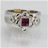 Image 1 : Genuine  0.48 ctw Ruby & Diamond Ring 14K TWhite Gold Ring Size 6.5