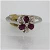 Image 1 : Genuine  0.57 ctw Ruby & Diamond Ring 14KT White Gold Ring Size 6.5