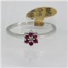 Image 1 : Genuine  0.19 ctw Ruby & Diamond Ring 14KT White Gold Ring Size 6.5