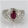 Image 1 : Genuine  1.55 ctw Ruby & Diamond  Ring 18KT White Gold Ring Size 6.5