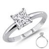 Image 1 : 0.75 ct Princess cut Diamond Solitaire Ring, F-G, VS