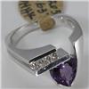 Image 2 : Genuine 1.69 ctw Amethyst & Diamond Ring 14KT White Gold 