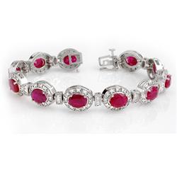 Genuine 16.03 ctw Ruby & Diamond Bracelet 14K White Gold