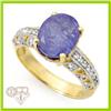 Image 1 : Genuine 4.35 ctw Tanzanite & Diamond Ring 10K Yellow Gold