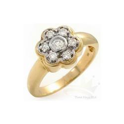Genuine 0.25 ctw Diamond Flower Ring 10K Yellow Gold