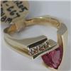 Image 2 : Genuine 1.66 ctw Tourmaline & Diamond Ring 14KT Yellow Gold 