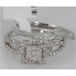 Genuine 0.91ctwPrincess cut Diamond Ring14kt White Gold