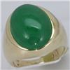 Genuine 20X16MM Green Jade Ring 14KT Gold-Yellow 