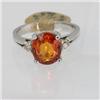 Genuine  3.37 ctw Orange Sapphire & Diamond Ring 14KT White Gold Ring Size 7