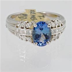 Genuine  2.04 ctw Tanzanite & Diamond Ring 14KT White Gold Ring Size 7.5