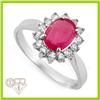 Image 1 : Genuine 1.31 ctw Ruby & Diamond Ring 10K White Gold