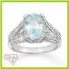 Genuine 3.99 ctw Aquamarine & Diamond Ring 14K Gold