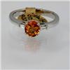 Genuine  1.30 ctw Orange Sapphire & Diamond Ring 14KT White Gold Ring Size 7