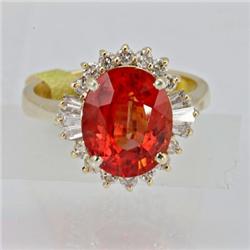 Genuine  5.85 ctw Orange Sapphire & Diamond Ring 14KT White Gold Ring Size 7