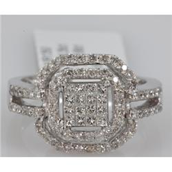 Genuine 1.01ctwPrincess cut Diamond Ring14kt White Gold