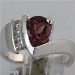 Genuine 2.18 ctw Pink Tourmaline & Diamond Ring 14KT Gold-White 